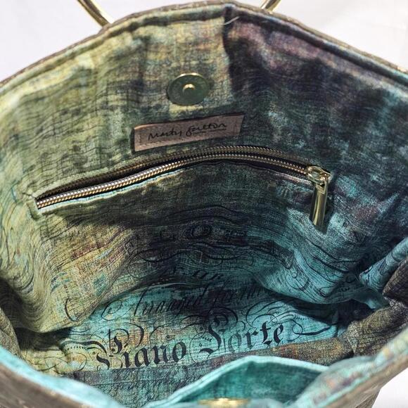 Nautipup Midge Glam Handbag Green And Gold Metallic Flake Cork From Portugal - Picture 2 of 11